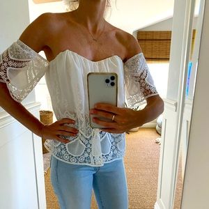 Lucy Paris Off the Shoulder Lace Top - Size Small